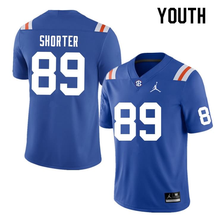 NCAA Florida Gators Justin Shorter Youth #89 Nike Blue Throwback Stitched Authentic College Football Jersey BRG7064OU